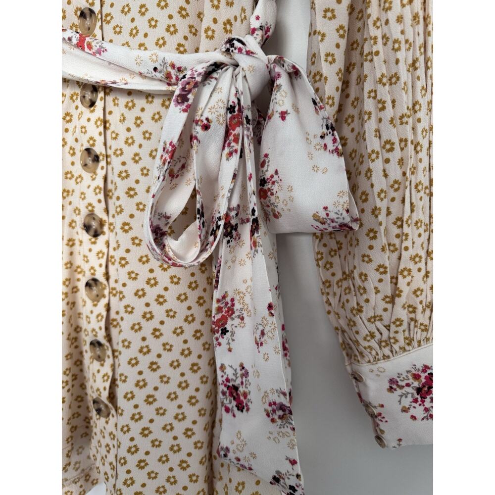 Free People Wonderland Floral Mini Dress S Puff Sleeve Cottagecore Prairie Boho - Picture 6 of 9